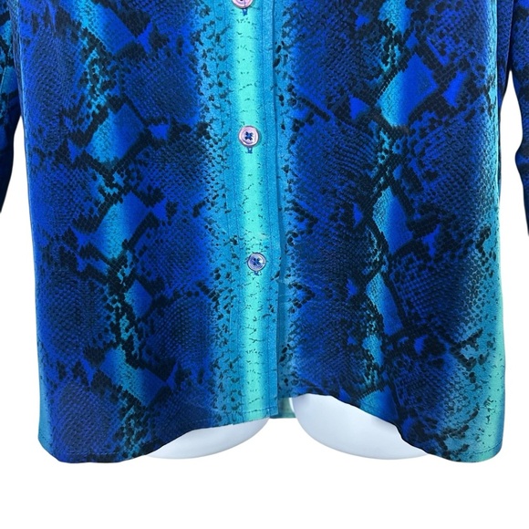 Equipment Femme Silk Button Down Shirt Blue Snake Print Blouse Size Medium - Picture 4 of 14